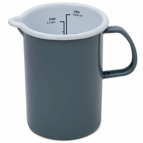 Falcon - Enamel Measuring Jug Grey 1L 1 Falcon - Enamel Measuring Jug Grey 1L